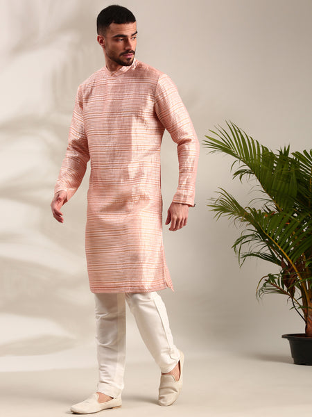 Peach Chanderi Kurta Set - MMK0621