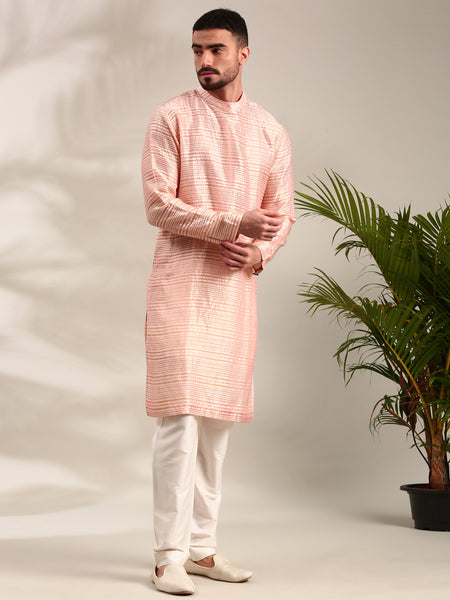 Peach Chanderi Kurta Set - MMK0621