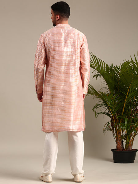 Peach Chanderi Kurta Set - MMK0621