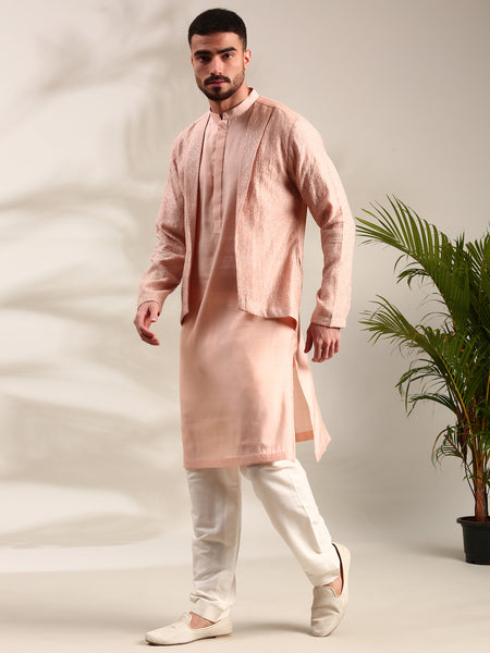 Pink Chanderi Kurta Set - MMK0622