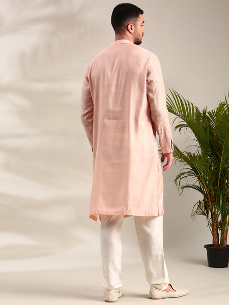 Pink Chanderi Kurta Set - MMK0622