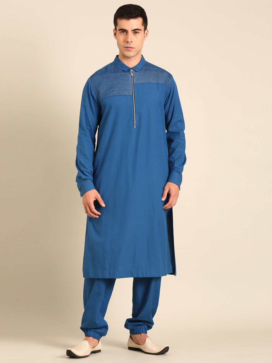 Blue Malai Cotton Kurta Set - MMK0630