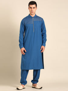 Blue Malai Cotton Kurta Set - MMK0630
