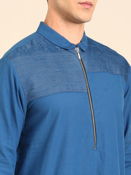 Blue Malai Cotton Kurta Set - MMK0630