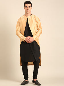 Gold-Black Silk Cotton Kurta Set - MMK0637
