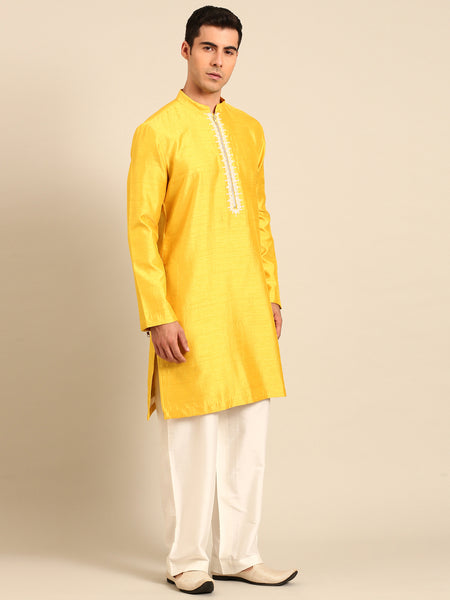 Yellow Bemberg Silk Kurta Set - MMK0638