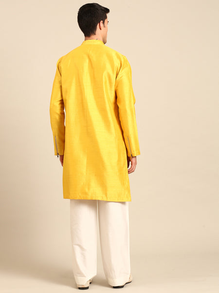 Yellow Bemberg Silk Kurta Set - MMK0638