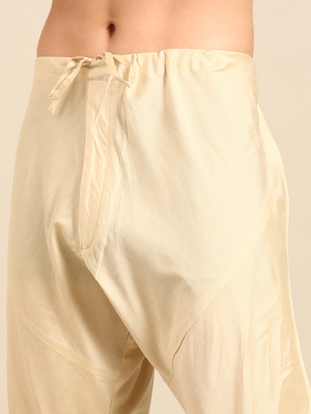 Yellow & Beige Silk Cotton Kurta Set - MMK0639