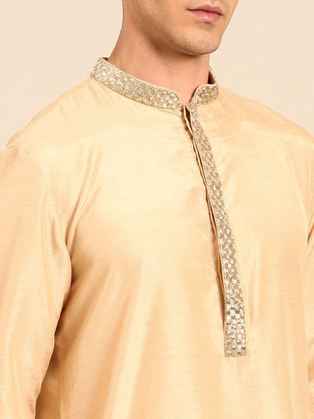 Gold RT Silk Kurta Set - MMK0645