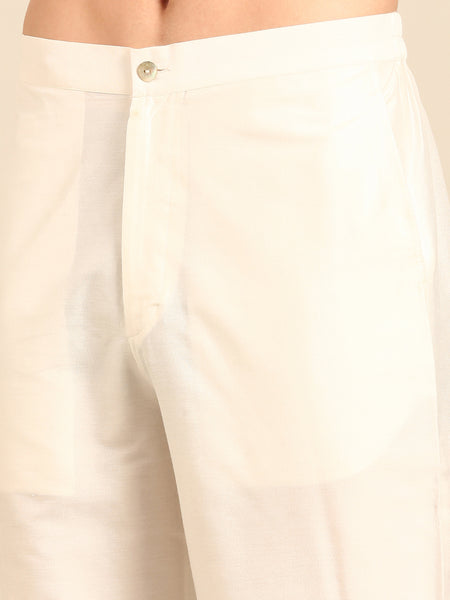 Blue White Chanderi Kurta Set - MMK0649