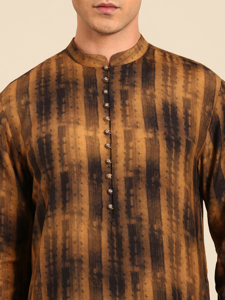 Brown Black Muslin Kurta Set - MMK0650