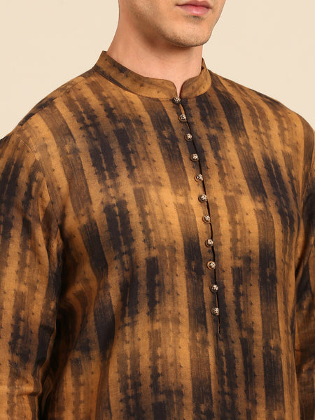 Brown Black Muslin Kurta Set - MMK0650