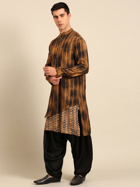 Brown Black Muslin Kurta Set - MMK0650