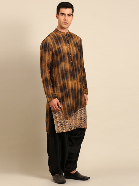 Brown Black Muslin Kurta Set - MMK0650