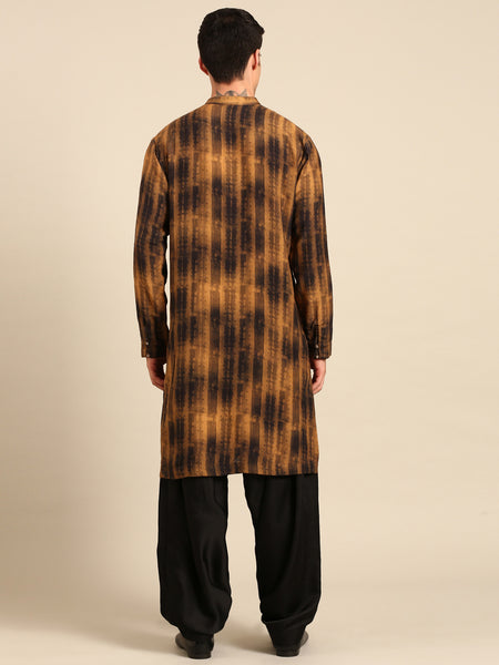 Brown Black Muslin Kurta Set - MMK0650