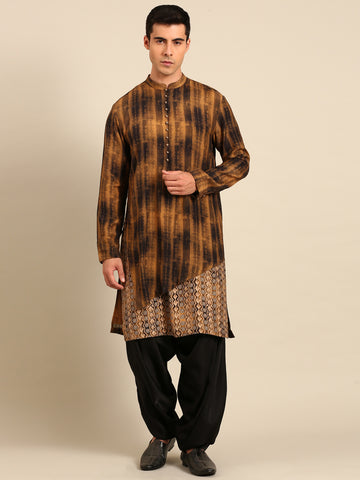 Brown Black Muslin Kurta Set - MMK0650