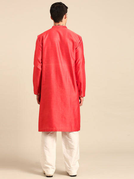 Rust Orange Chanderi Kurta Set - MMK0651