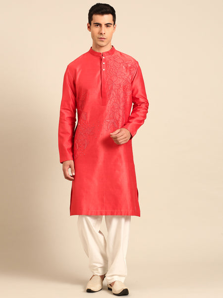 Rust Orange Chanderi Kurta Set - MMK0651