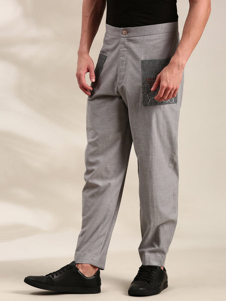 Silver Grey Cotton Pant - MMP0131