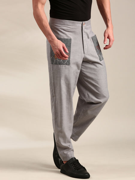 Silver Grey Cotton Pant - MMP0131