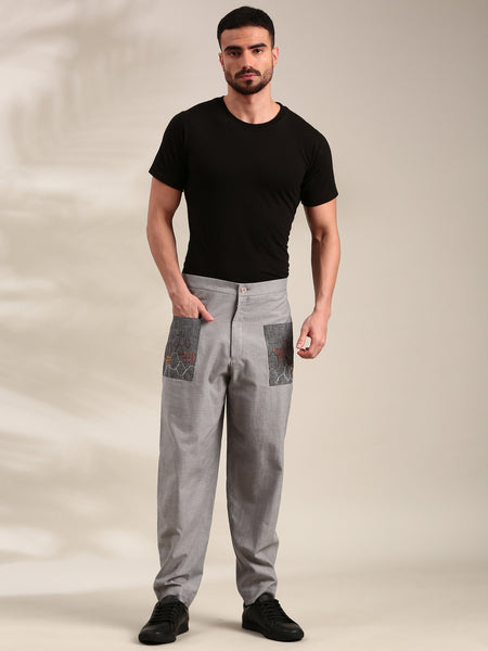 Silver Grey Cotton Pant - MMP0131