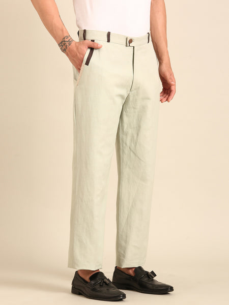 Green 100 % Linen Trouser - MMP0135