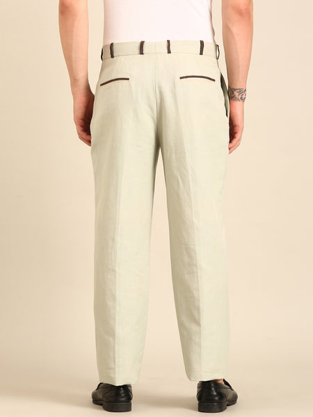 Green 100 % Linen Trouser - MMP0135
