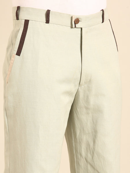 Green 100 % Linen Trouser - MMP0135