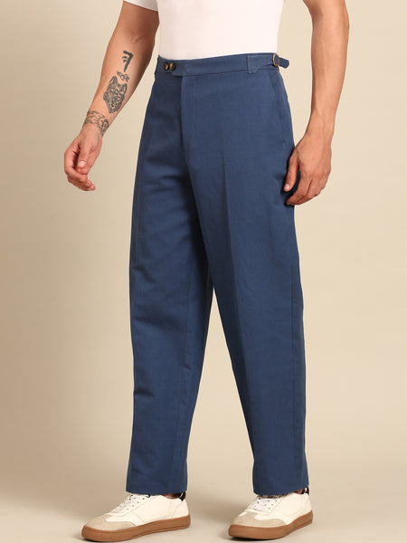 Blue 100% Linen Trousers  - MMP0139