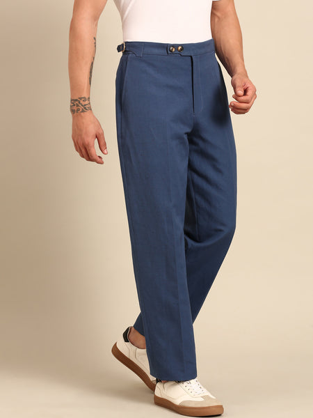 Blue 100% Linen Trousers  - MMP0139