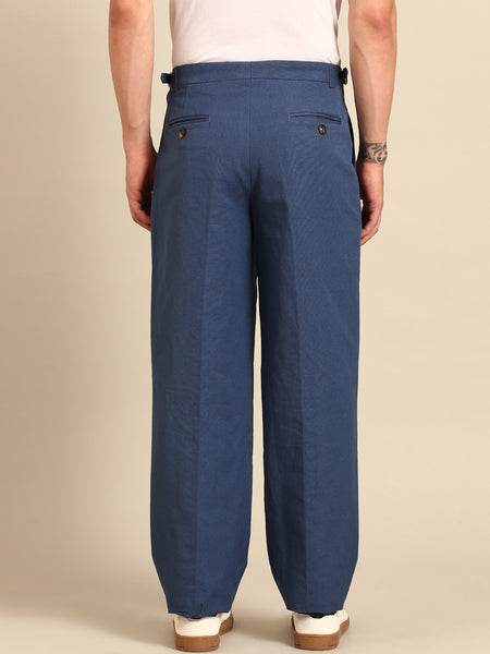 Blue 100% Linen Trousers  - MMP0139