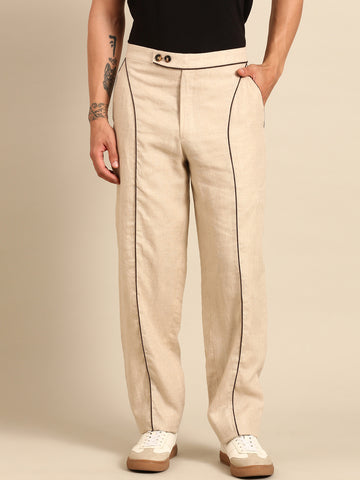 Beige 100% Linen Trousers  - MMP0140
