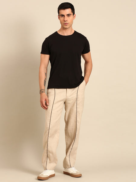 Beige 100% Linen Trousers  - MMP0140