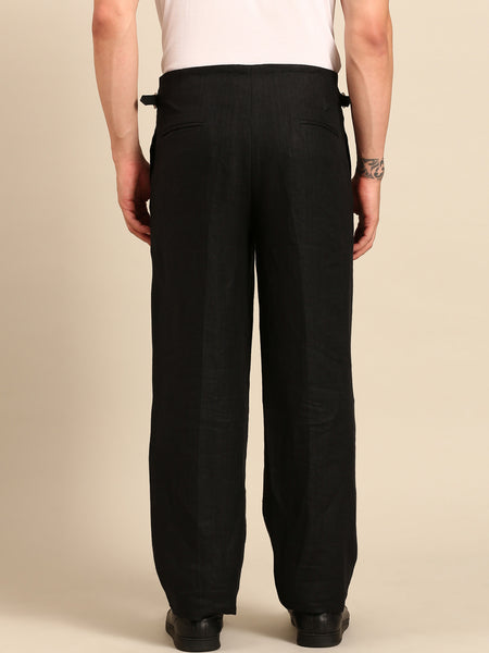 Black 100% Linen Trousers  - MMP0144