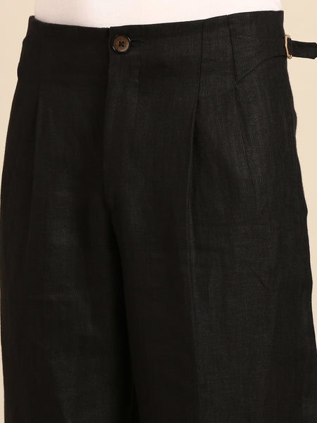 Black 100% Linen Trousers  - MMP0144