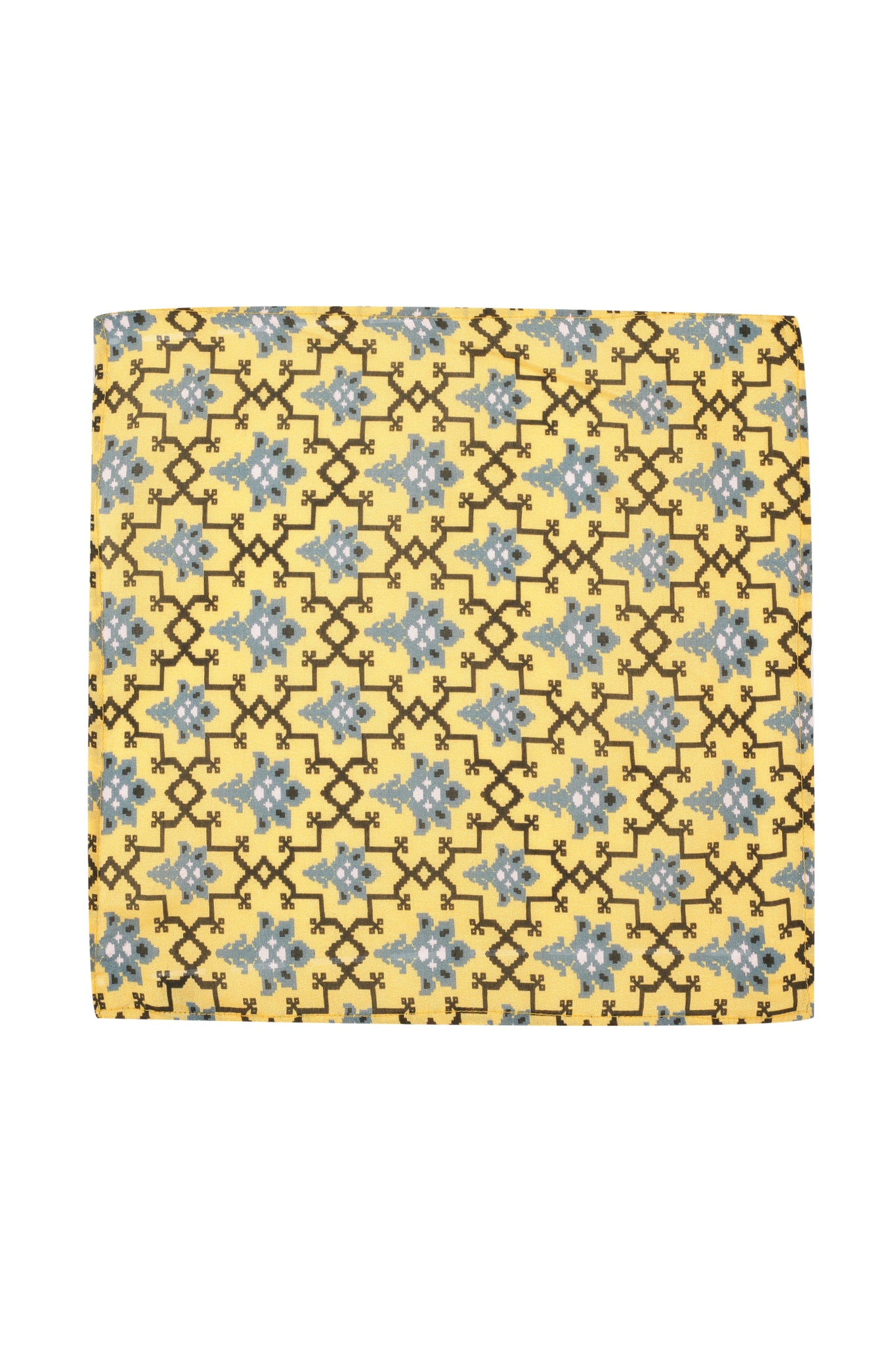 Printed Yellow Muslin Pocket Square - MMPS002