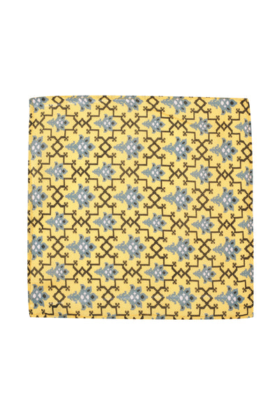 Printed Yellow Muslin Pocket Square - MMPS002