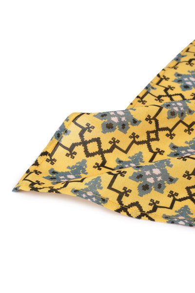 Printed Yellow Muslin Pocket Square - MMPS002