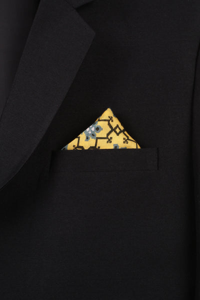 Printed Yellow Muslin Pocket Square - MMPS002