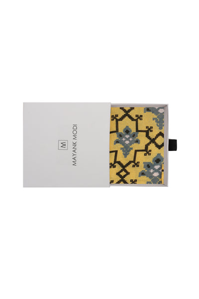 Printed Yellow Muslin Pocket Square - MMPS002