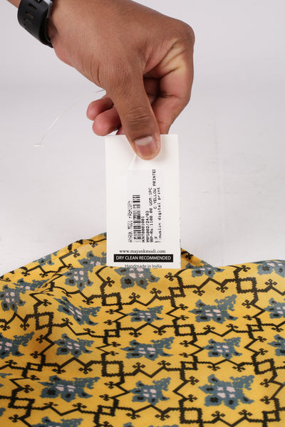 Printed Yellow Muslin Pocket Square - MMPS002