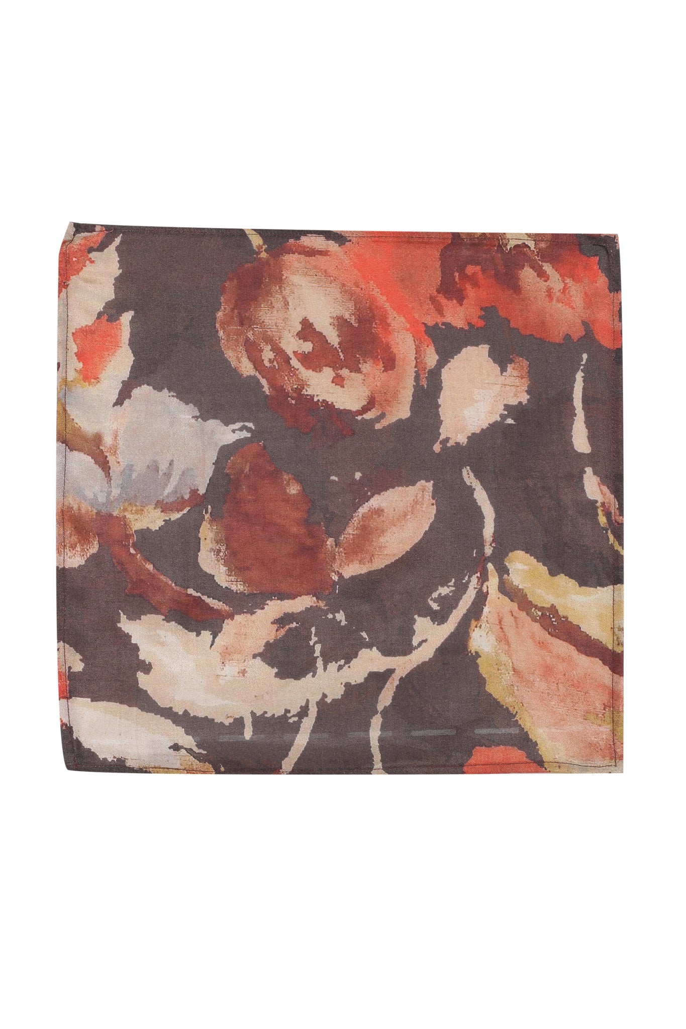 Printed Brown Muslin Pocket Square - MMPS003