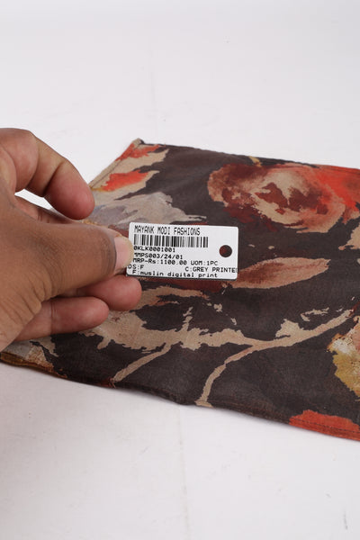 Printed Brown Muslin Pocket Square - MMPS003