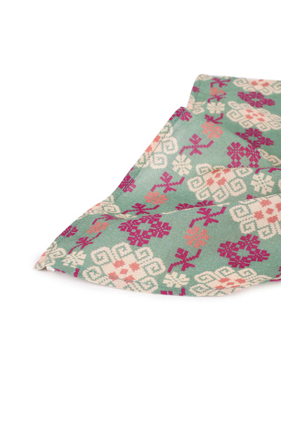 Printed Green Muslin Pocket Square - MMPS004