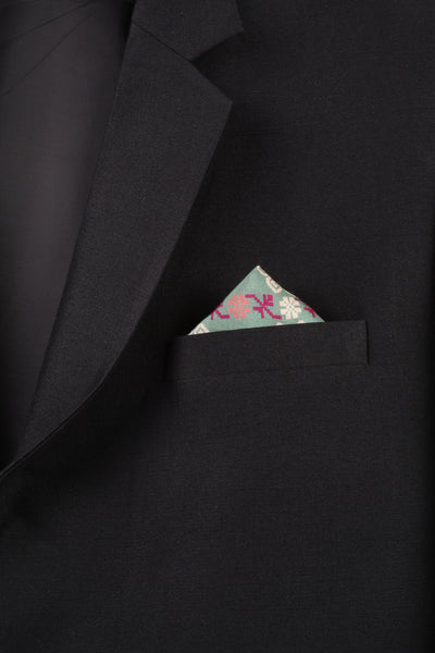 Printed Green Muslin Pocket Square - MMPS004