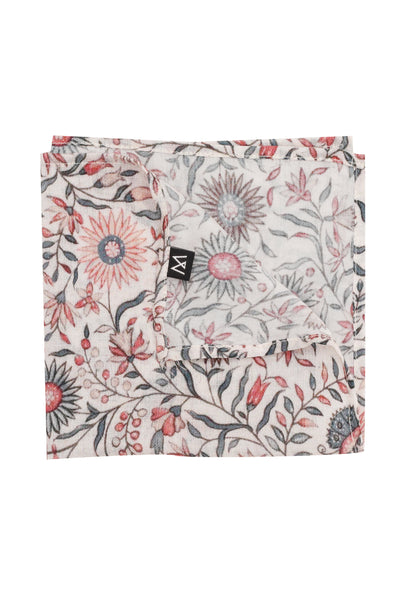 Printed Beige Muslin Pocket Square - MMPS005