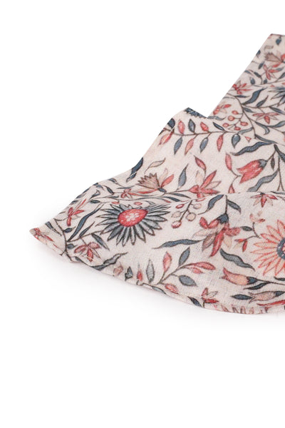 Printed Beige Muslin Pocket Square - MMPS005