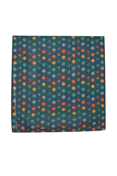 Printed Green Muslin Pocket Square - MMPS006