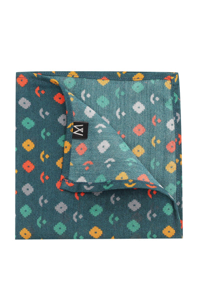 Printed Green Muslin Pocket Square - MMPS006