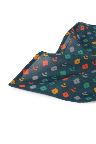 Printed Green Muslin Pocket Square - MMPS006